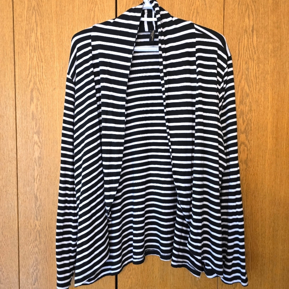 Black and White Striped Cardigan, 1X GUC